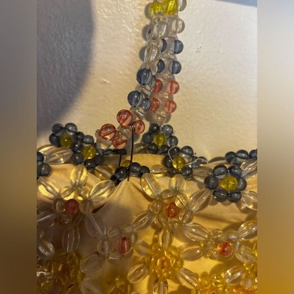 Cynthia Rowley Fun Flower purse  Beaded Kandi Clear Over Lt Canvas Bag handbag - Picture 2 of 6